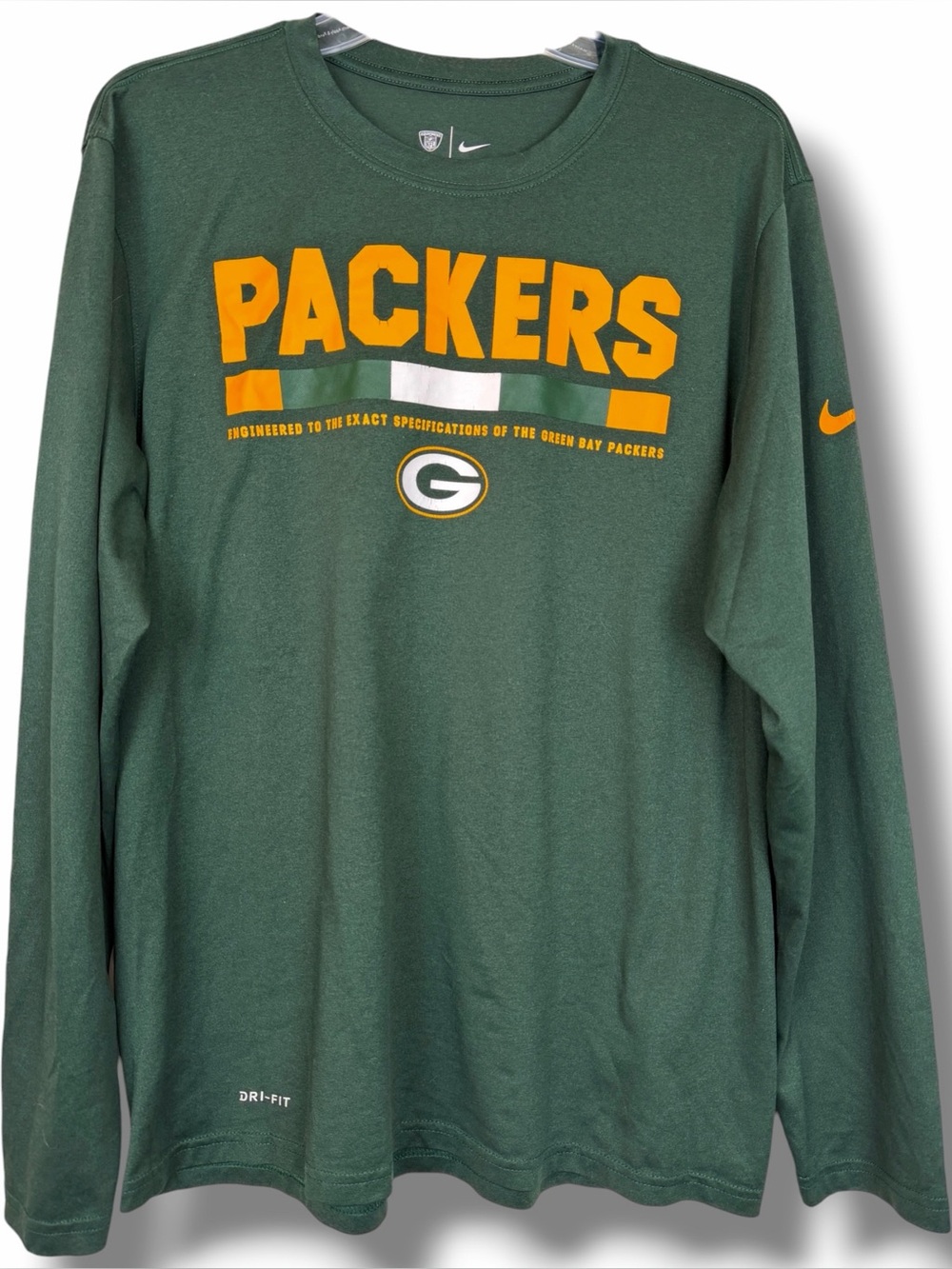 Nike Dri-Fit Green Bay Packers NFL The Nike Tee Long Sleeve Crewneck size Large